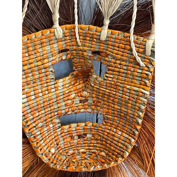 Woven Tribal Festival Mask Rustic Boho Decor Wearable Decorative Dimensional - Picture 10 of 10